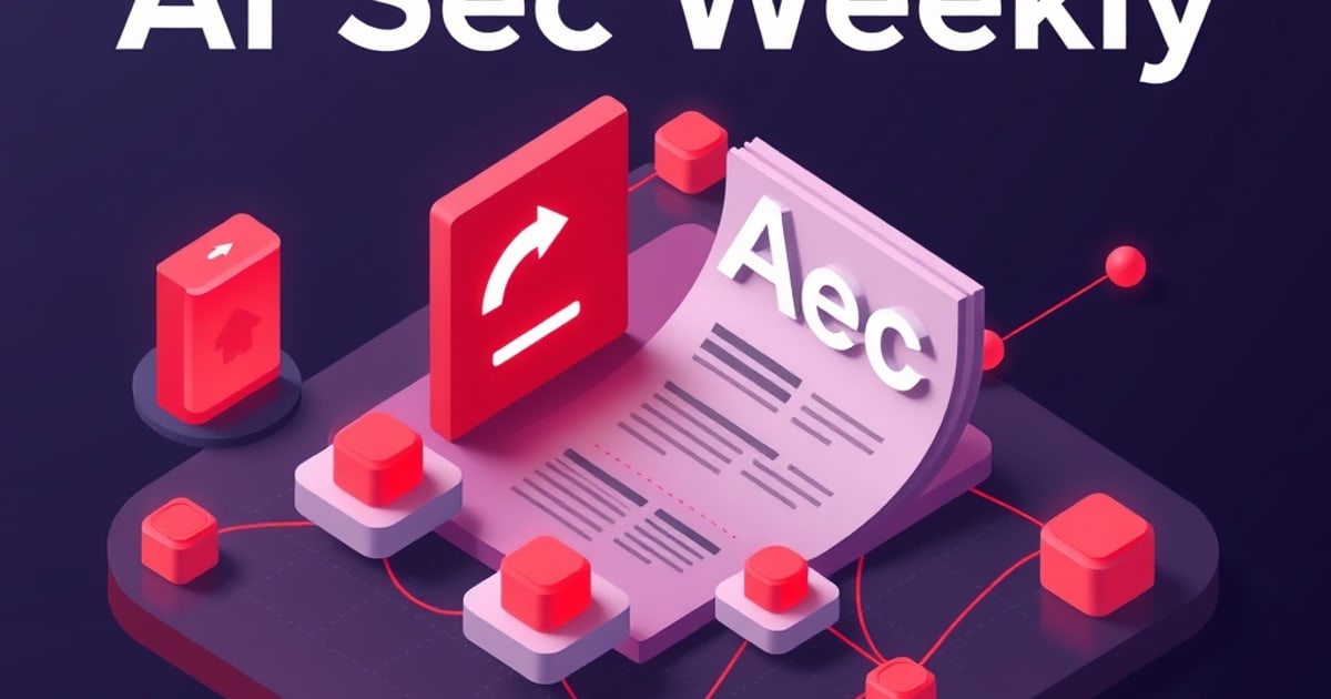 Isometric briefing desk with prompt-injection, data-exfiltration, and guardrail digest briefs